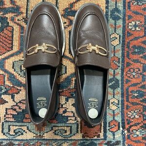 Dune London Brown Leather Loafers new with tags in ladies 8